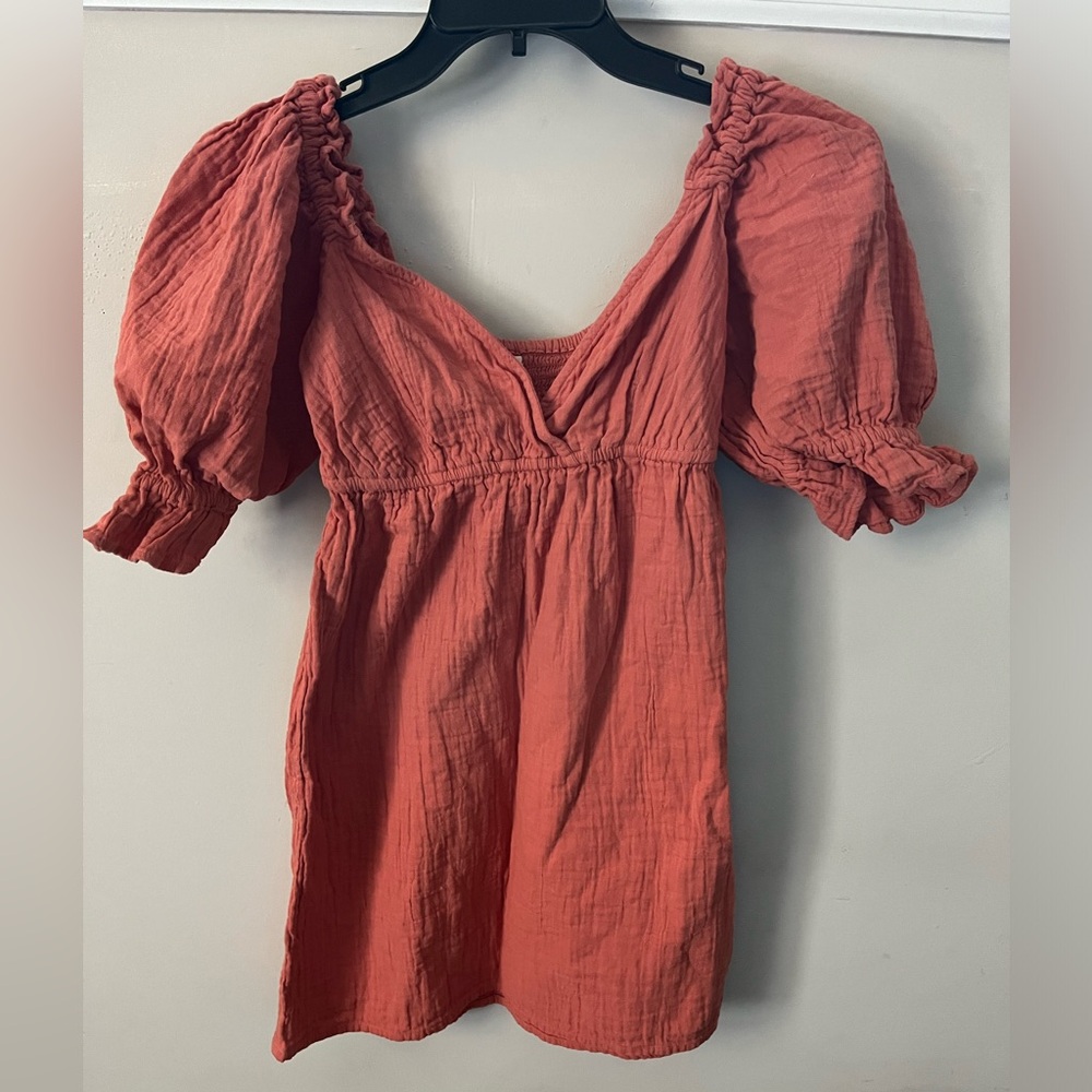 Billabong Rust Puff Sleeve Dress